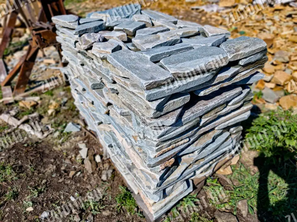 галтованный плитняк серо-зелёный златолит для мощения и облицовки в наличии от производителя